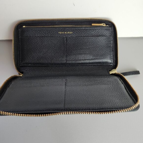 Tory Burch Black Leather 3/4 Zippered Wallet - Picture 3 of 8